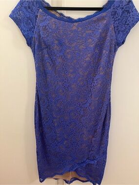 NWT Bisou Bisou Royal Blue Lace Bodycon Dress - Size 10